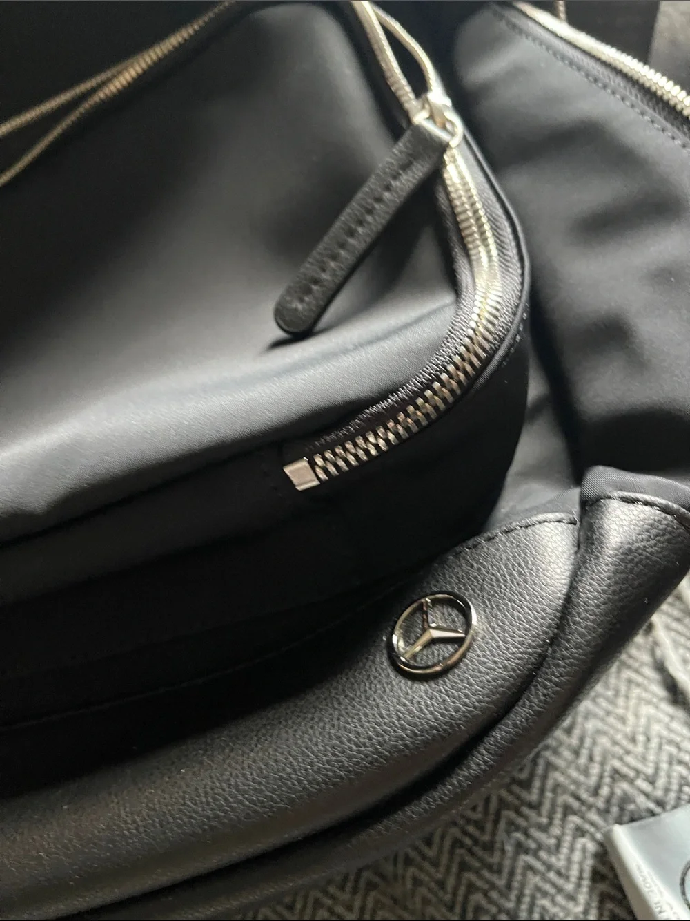 Mercedes-Benz Black Men's Backpack with Silver Zippers